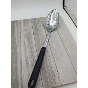 Vintage Ekco #1 Slotted Serving Spoon  Black Handle 12"